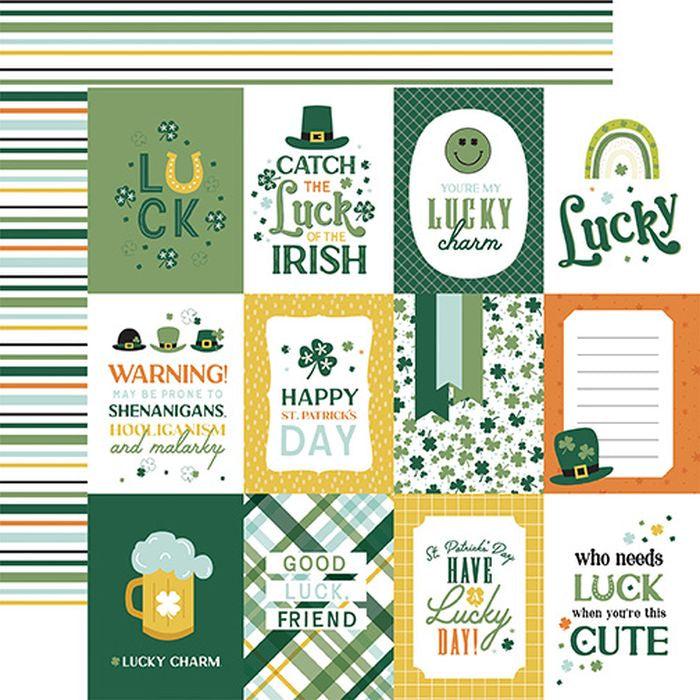 Echo Park: Lucky Charm 3x4 Journaling Cards 12x12 DS Patterned Paper (1 Sheet)
