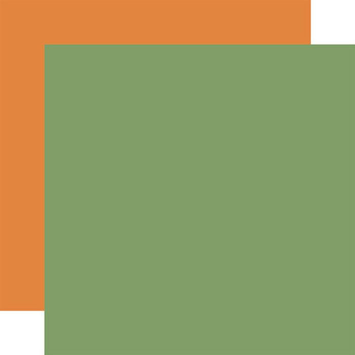 Echo Park: Lucky Charm Green / Orange 12x12 Coordinating Solid Paper (1 Sheet)