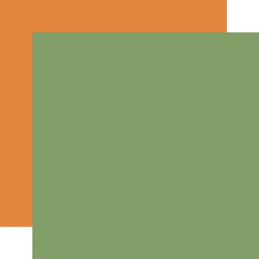 Echo Park: Lucky Charm Green / Orange 12x12 Coordinating Solid Paper (1 Sheet)