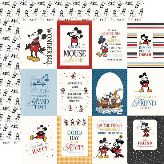 Echo Park Mouse and Me 3x4 Journaling Cards DS Paper (1 Sheet)