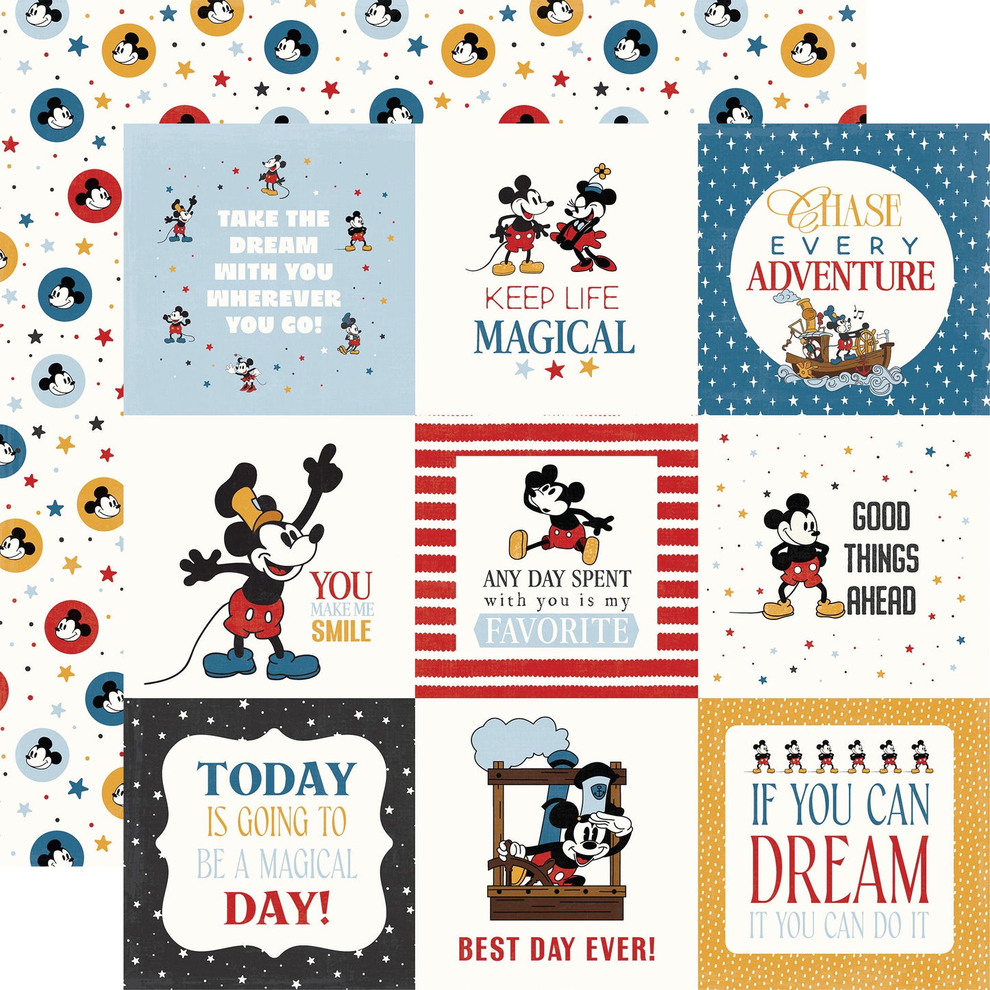 Echo Park Mouse and Me 4x4 Journaling Cards DS Paper (1 Sheet)