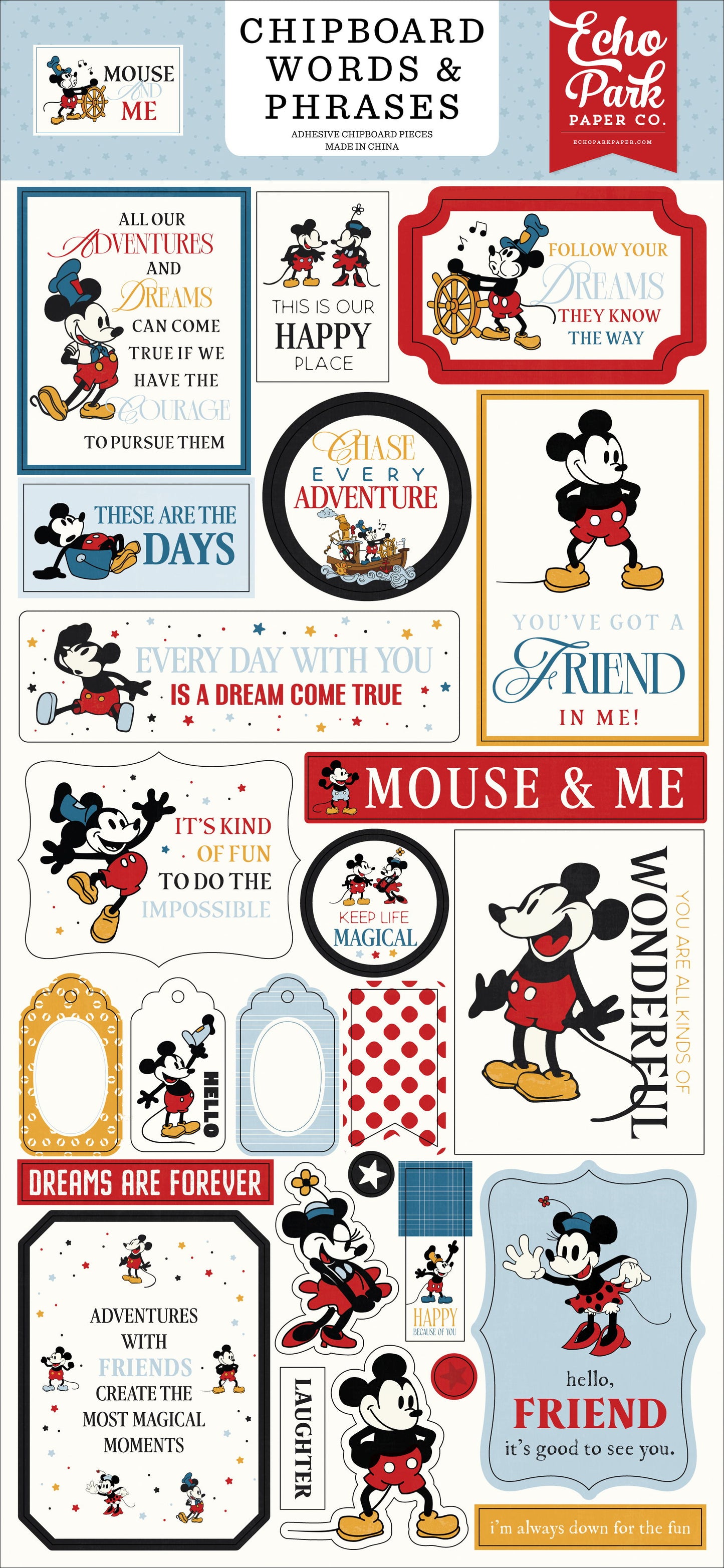 Echo Park Mouse And Me 6x13 Chipboard Word & Phrases