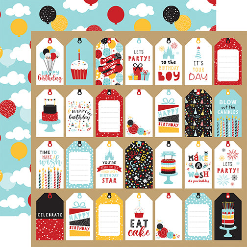 Echo Park Magical Birthday Boy Tags DS Paper (1 Sheet)