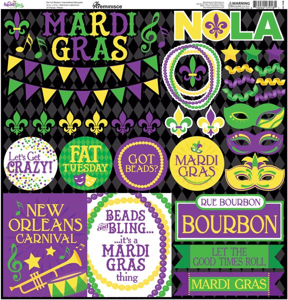 Reminisce Mardi Gras 12x12 Sticker