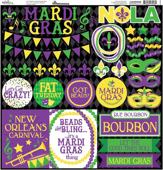 Reminisce Mardi Gras 12x12 Sticker