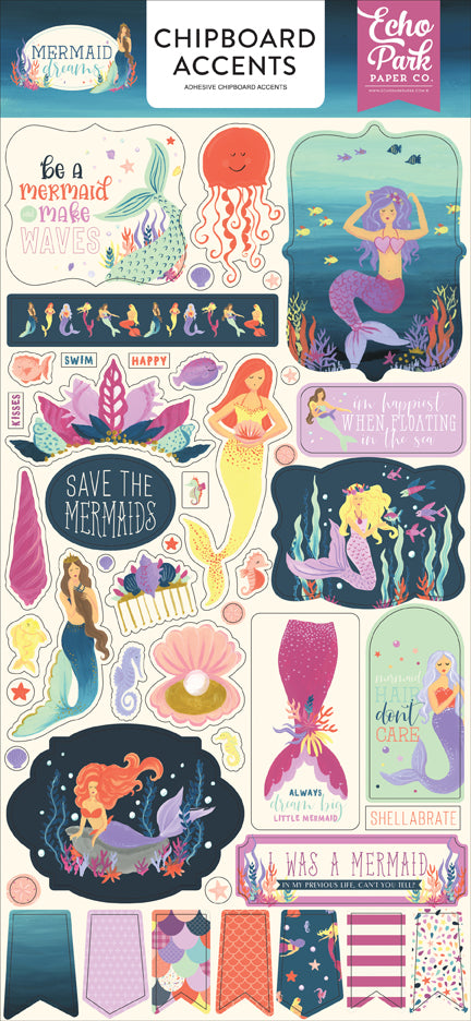 Echo Park Paper Company Mermaid Dreams 6x13 Chipboard Accents
