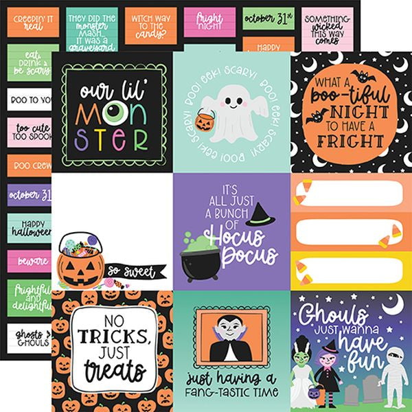 Echo Park Monster Mash 4x4 Journaling Cards (1 Sheet)