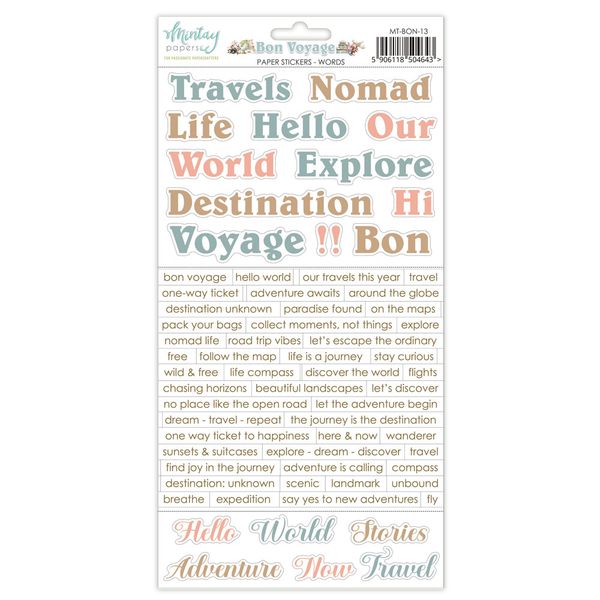 Mintay Bon Voyage 6 x 12 Paper Sticker Words