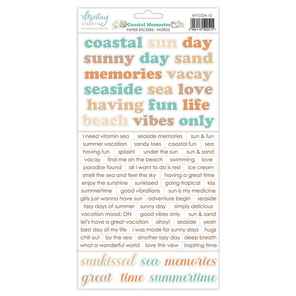 Mintay Coastal Memories Words 6 x 12 Paper Stickers