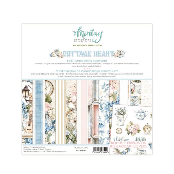 Mintay Cottage Heart 8 x 8  Paper Pad