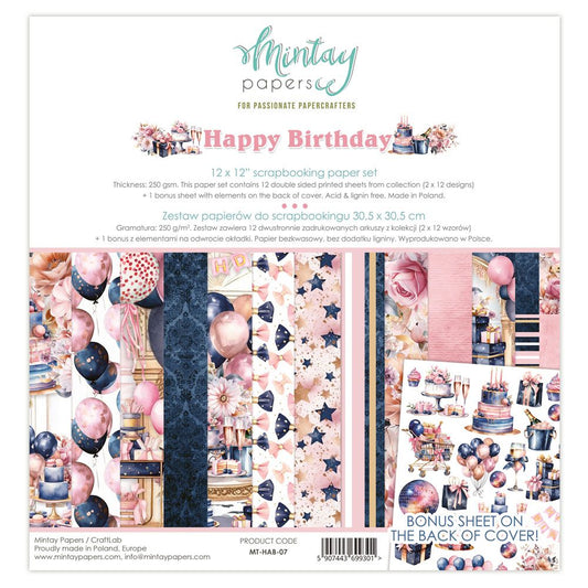 DISC - Mintay Happy Birthday 12x12 Paper Set