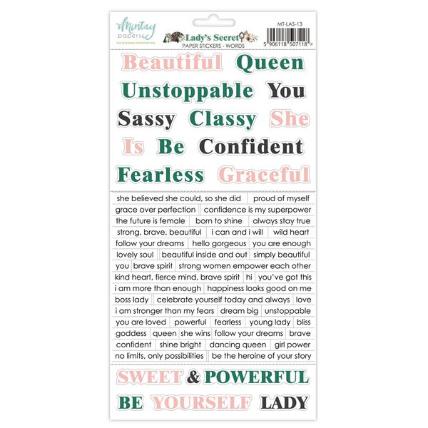 Mintay Lady's Secret Words 6 x 12 Paper Stickers
