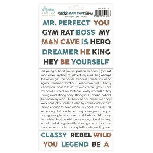 Mintay Man Cave Words 6 x 12 Paper Stickers