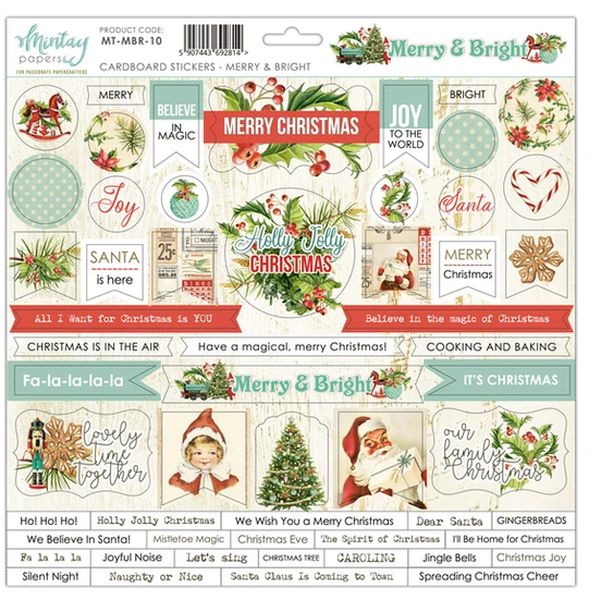 Mintay Merry & Bright Cardboard Sticker