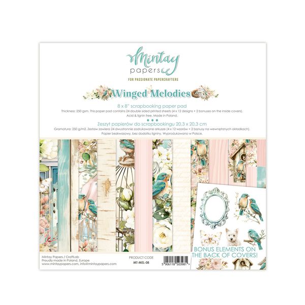 Mintay Winged Melodies 8 x 8  Paper Pad