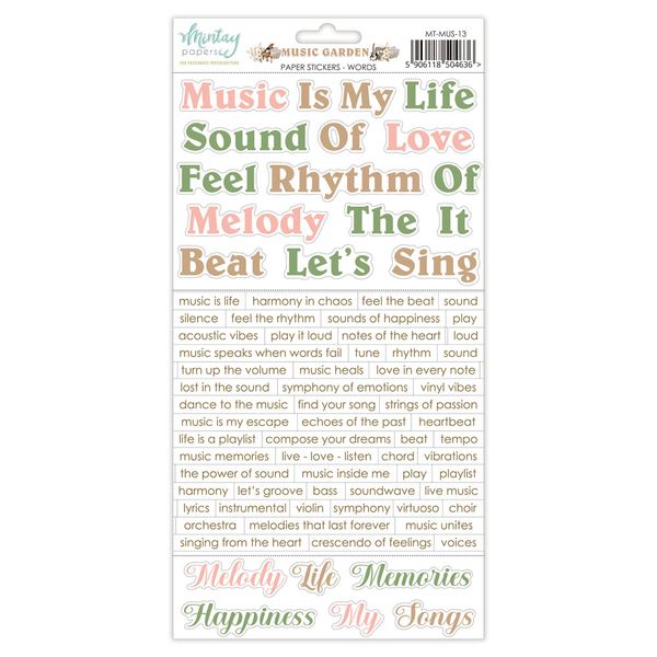 Mintay Music Garden 6 x 12 Paper Sticker Words