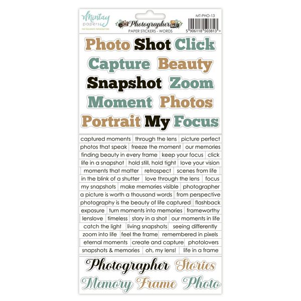Mintay Photographer 6 x 12 Words Paper Stickers
