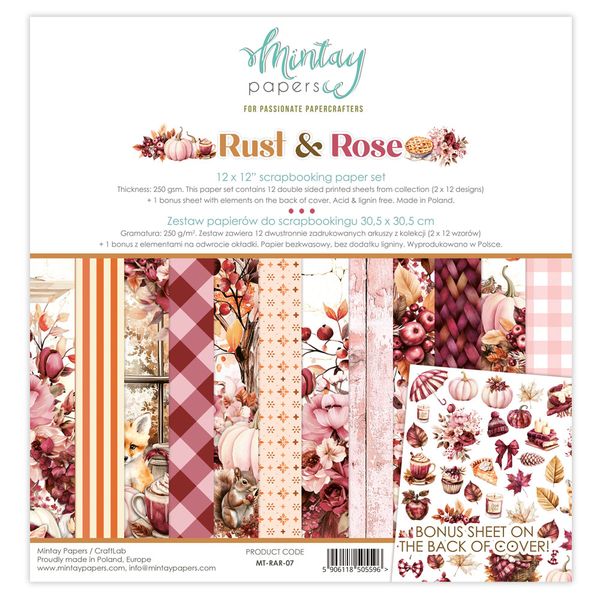 Mintay 12 x 12 Paper Set - Rust & Rose