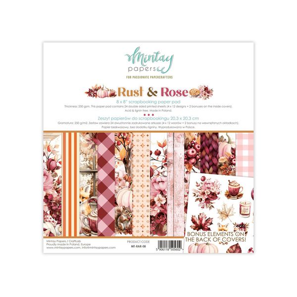 Mintay 8 x 8  Paper Pad - Rust & Rose