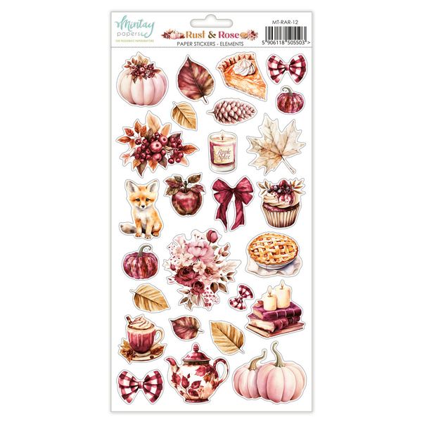 Mintay 6 x 12 Paper Stickers - Rust & Rose - Elements