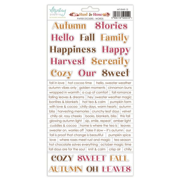 Mintay 6 x 12 Paper Stickers - Rust & Rose - Words