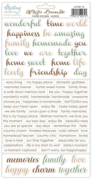 Mintay Rustic Charms Words 6 x 12 Paper Stickers