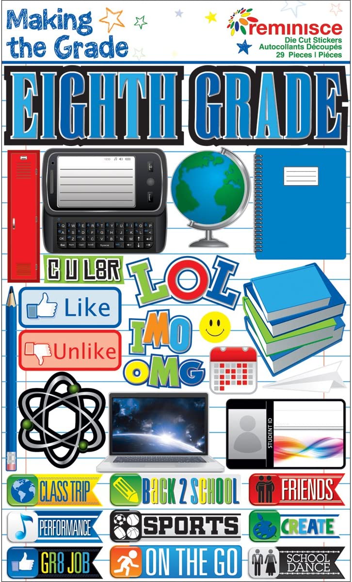Reminisce Making the Grade: Eighth Grade 3D Stickers