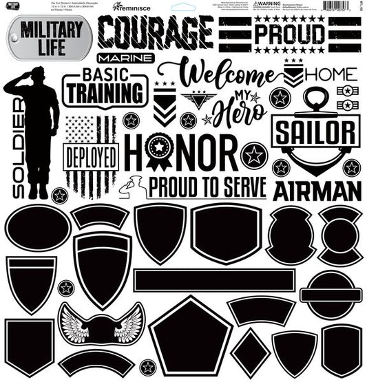 Reminisce Military Life 12x12 Sticker