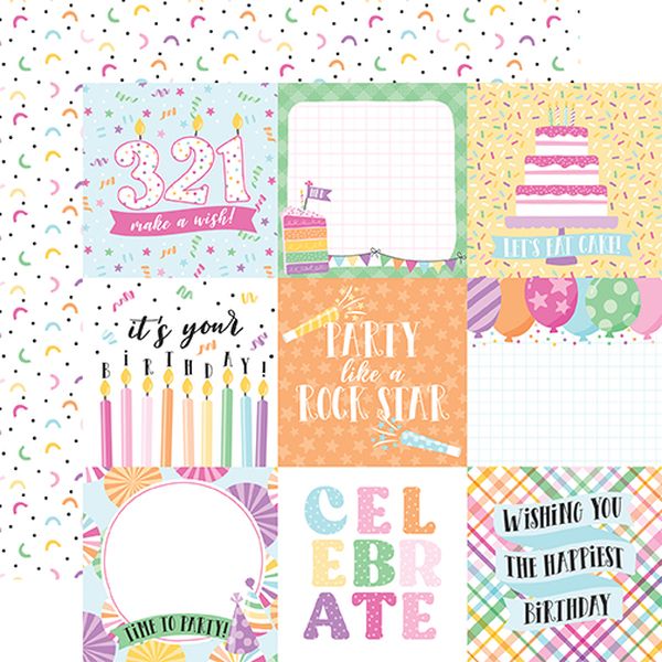 Make A Wish Birthday Girl 4x4 Journaling card