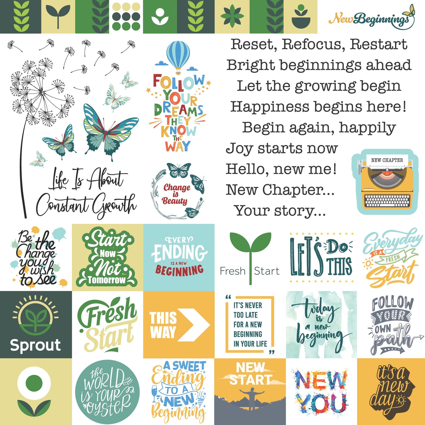Reminisce New Beginnings 12x12 Sticker