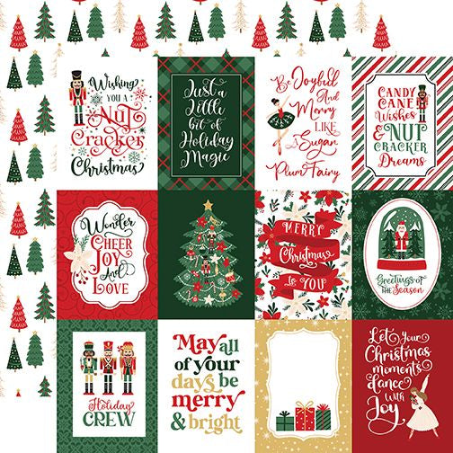 Echo Park Nutcracker Christmas: 3x4 Journaling Cards 12x12 DS Patterned Paper (1 Sheet)