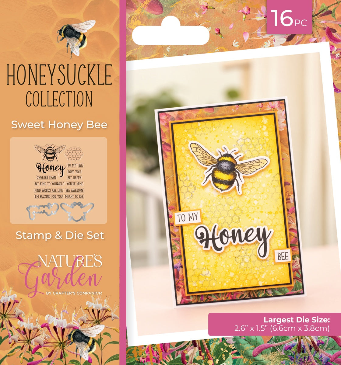 Nature's Garden Honeysuckle Stamp & Die Set-Sweet Honey Bee
