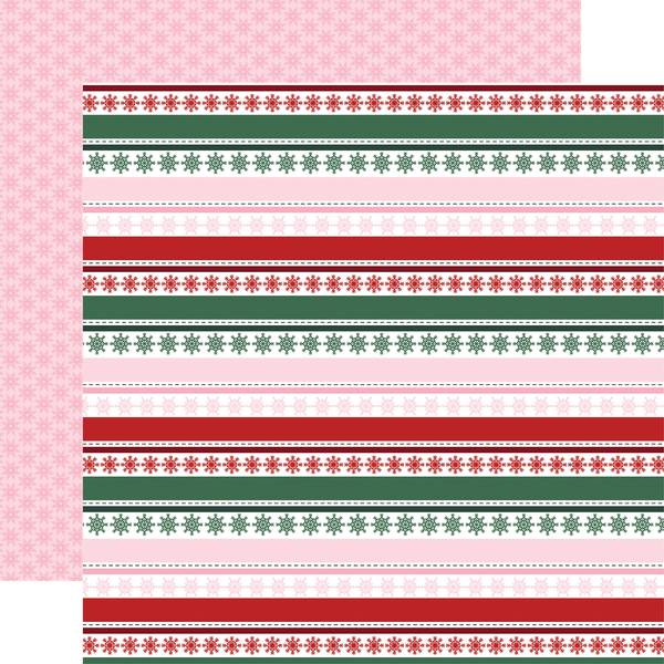 Echo Park North Pole Christmas: Snowflake Stripes 12x12 DS Paper (1 Sheet)