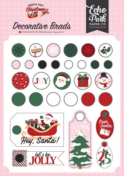 Echo Park North Pole Christmas Decorative Brads