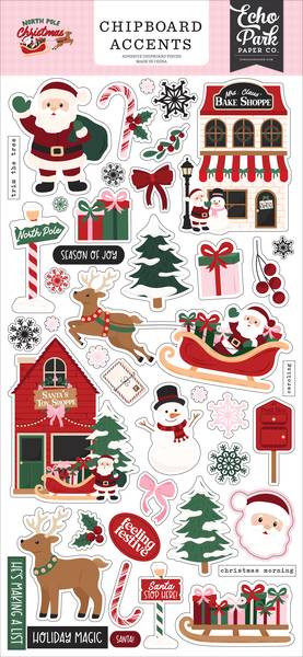Echo Park North Pole Christmas 6x13 Chipboard Accents