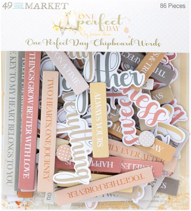 49 And Market Chipboard Set-Words, One Perfect Day