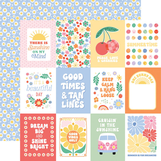 Echo Park Our Groovy Summer: 3x4 Journaling Cards 12x12 Patterned Paper