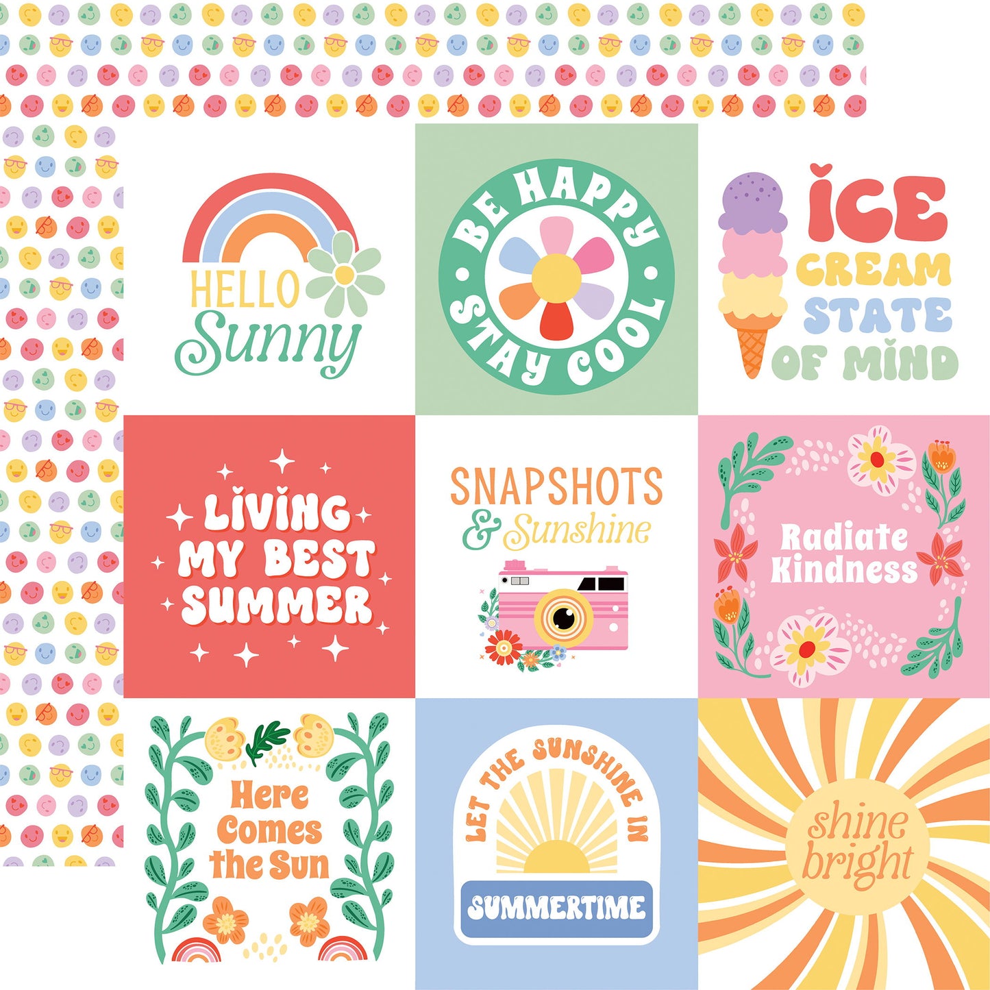 Echo Park Our Groovy Summer: 4x4 Journaling Cards 12x12 Patterned Paper