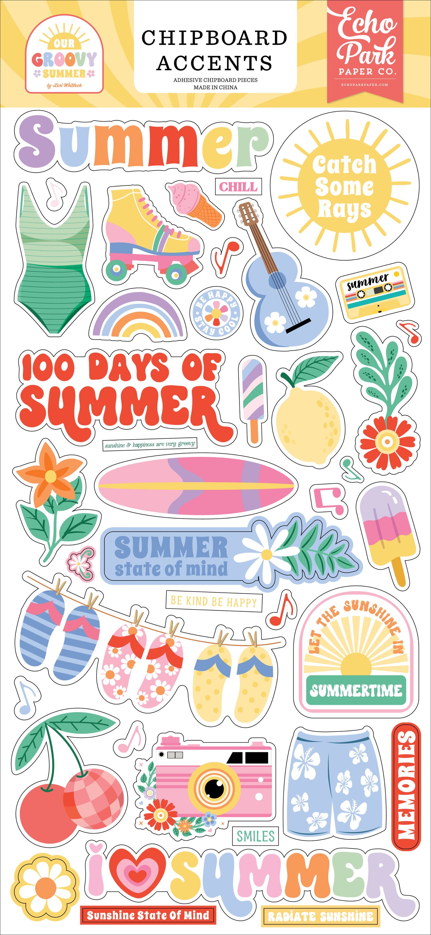 Echo Park Our Groovy Summer 6x13 Chipboard Accents