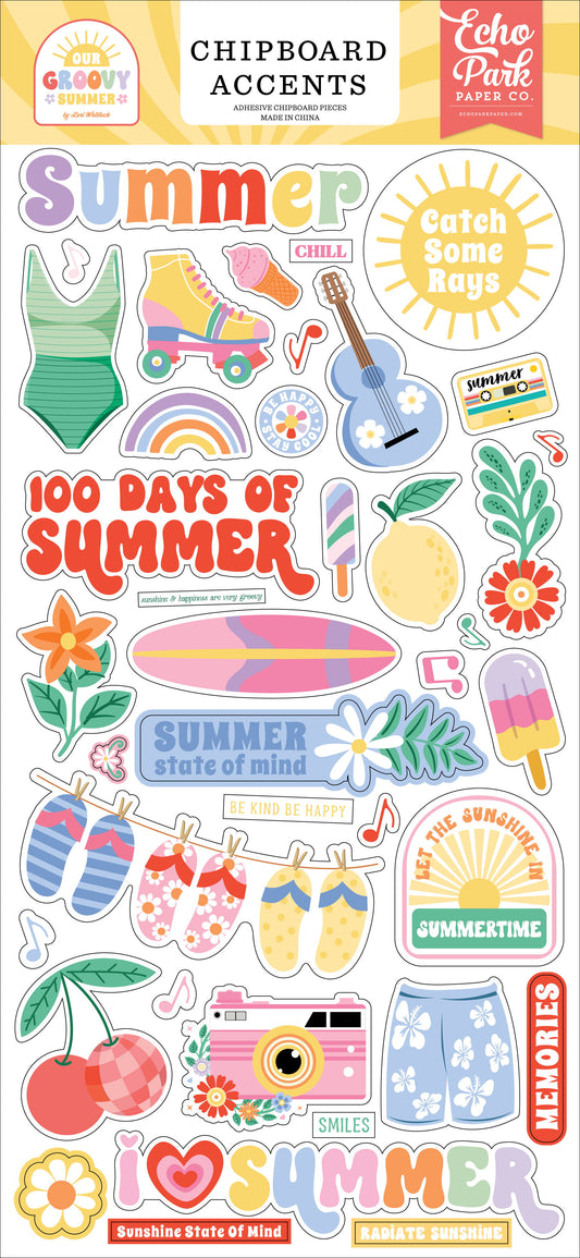 Echo Park Our Groovy Summer 6x13 Chipboard Accents