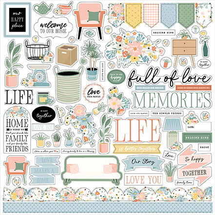 Echo Park Our Happy Place Elements 12"X12" Cardstock Stickers