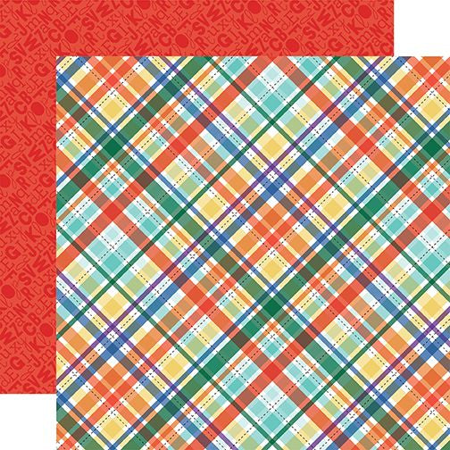 Echo Park Off to School  Playground Plaid DS Paper (1 Sheet)