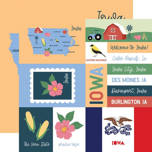 Echo Park Our United States: Iowa DS Paper (1 sheet)
