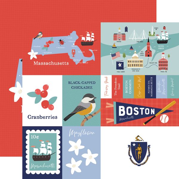 Echo Park Our United States: Massachusetts DS Paper (1 sheet)