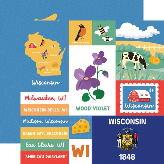 Echo Park Our United States: Wisconsin DS Paper (1 sheet)