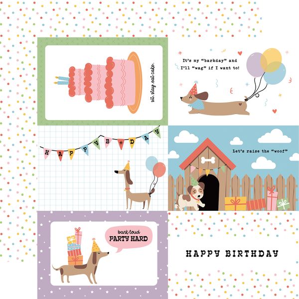 Echo Park Party Animal 6x4 Journaling Cards 12x12 DS Patterned Paper (1 Sheet) (1 Sheet)