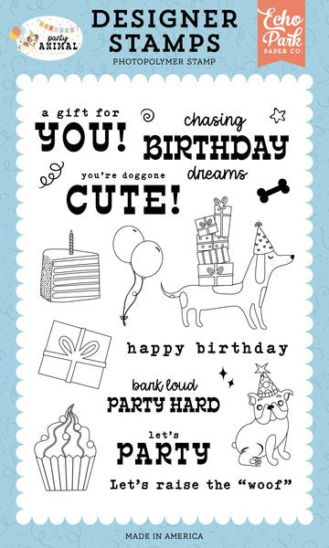 Echo Park Party Animal Chasing Birthday Dreams Stamp Set
