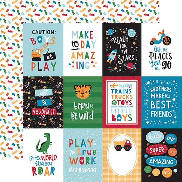 Echo Park -Play all Day Boy-3x4 Journal Cards - 12x12 Paper