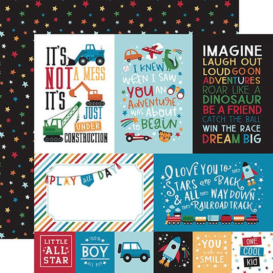 Echo Park -Play all Day Boy-4x6 Journal Cards - 12x12 Paper