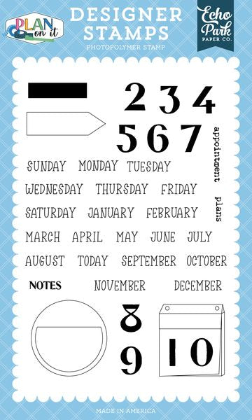 Echo Park Plan on It: Calendar Memo Stamp Set